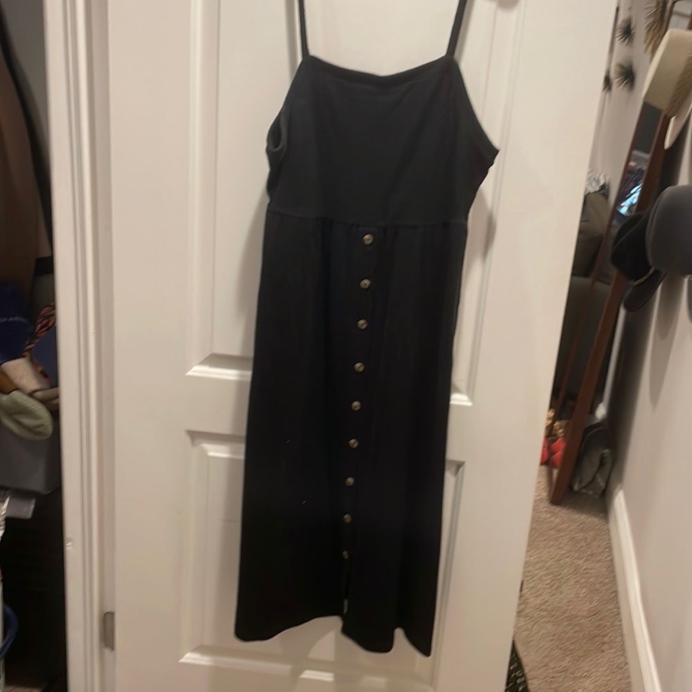 Madewell black midi beach dress